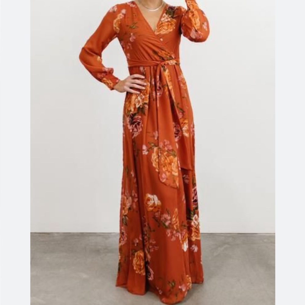 Ricauica Women’s boho rust floral maxi dress Size 1XL